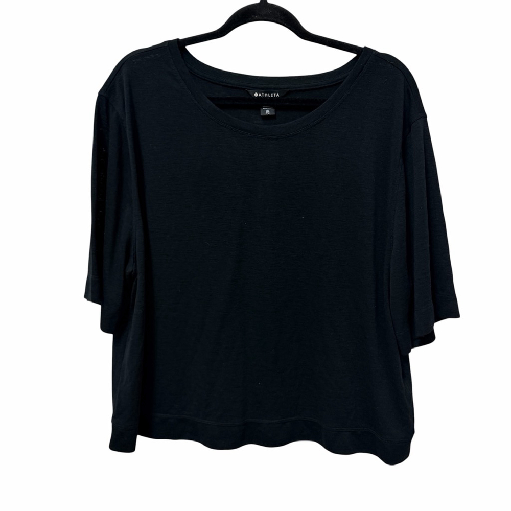 Athleta Black Modal Blend Boxy Tee XL Short Sleeve Relaxed Fit Lightweight - Picture 10 of 11